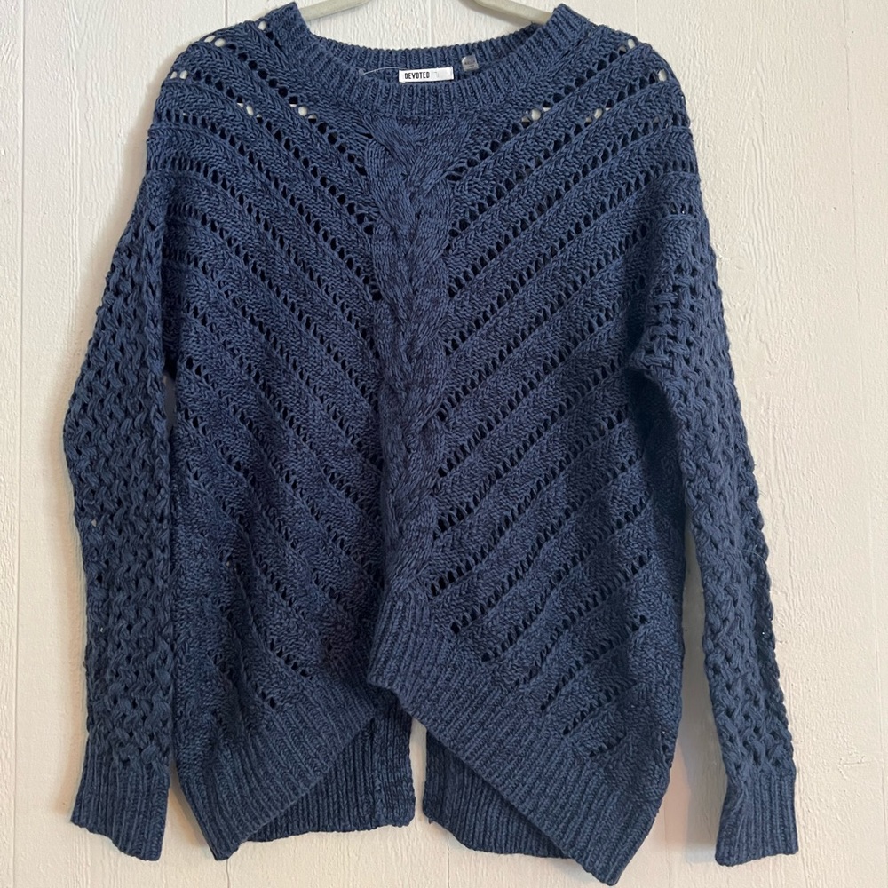 Devoted oversized navy sweater with detailing